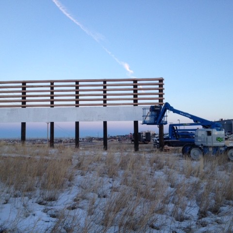 Installing billboard plywood in Laurel MT