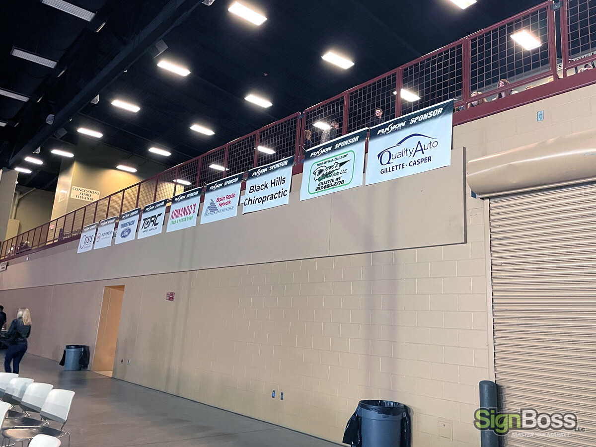 Stadium sponsorship banners in Gillette WY